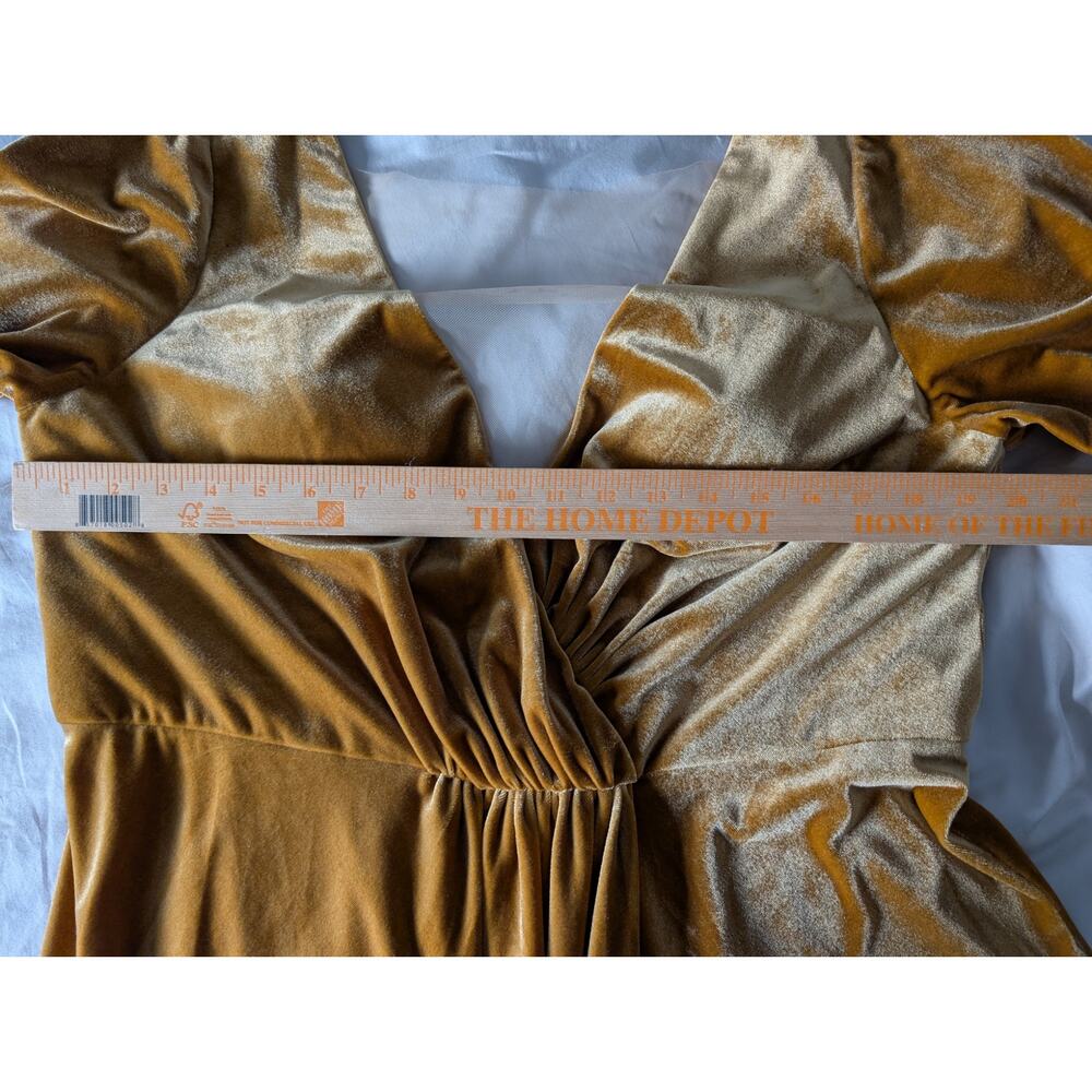 Jenny Yoo Ryland Velvet Gown in Marigold - Long Sleeve Maxi Dress - Size 18 - Picture 8 of 11